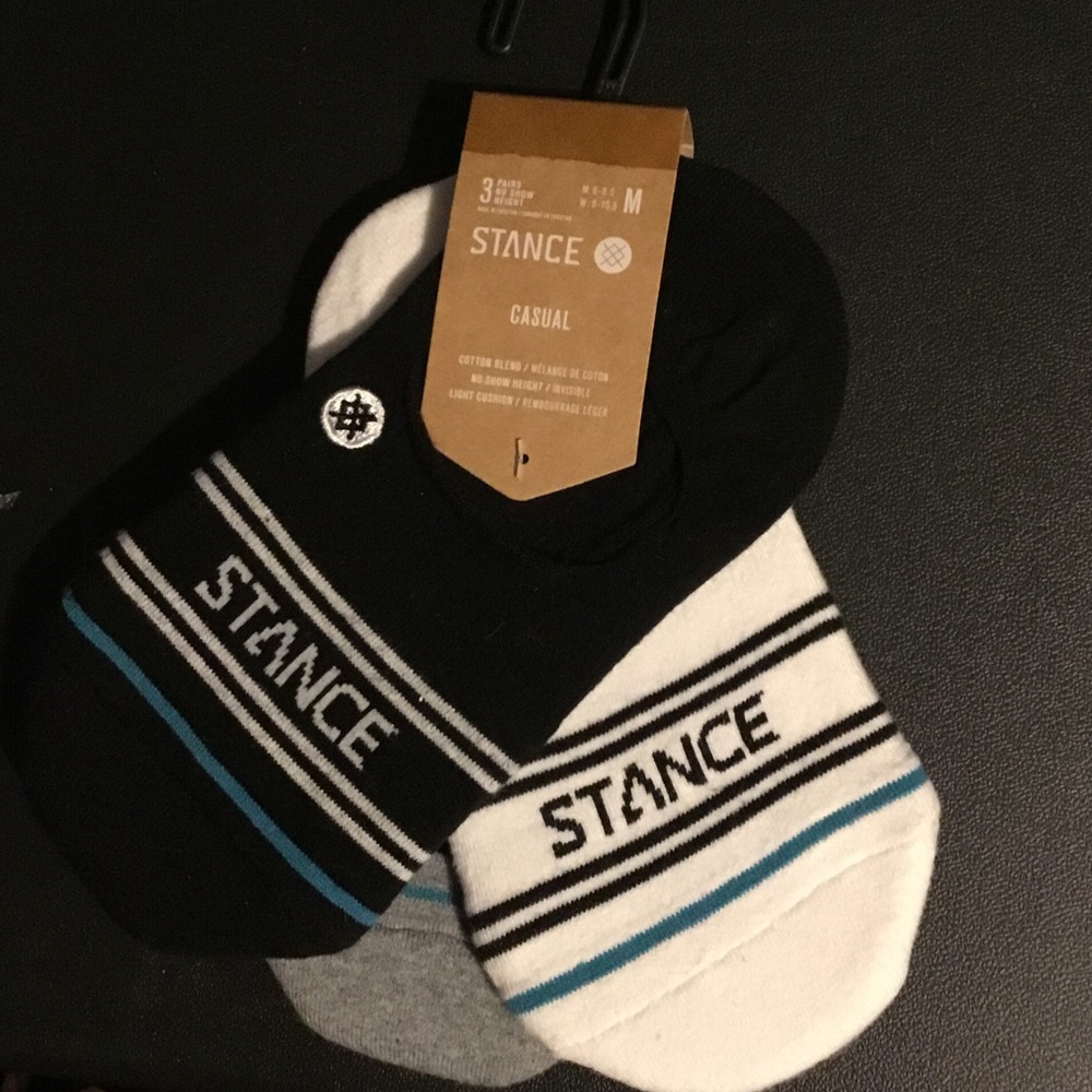 Stance Men's Low-Cut Casual Socks - Black, White & Blue Accents (3-Pack)